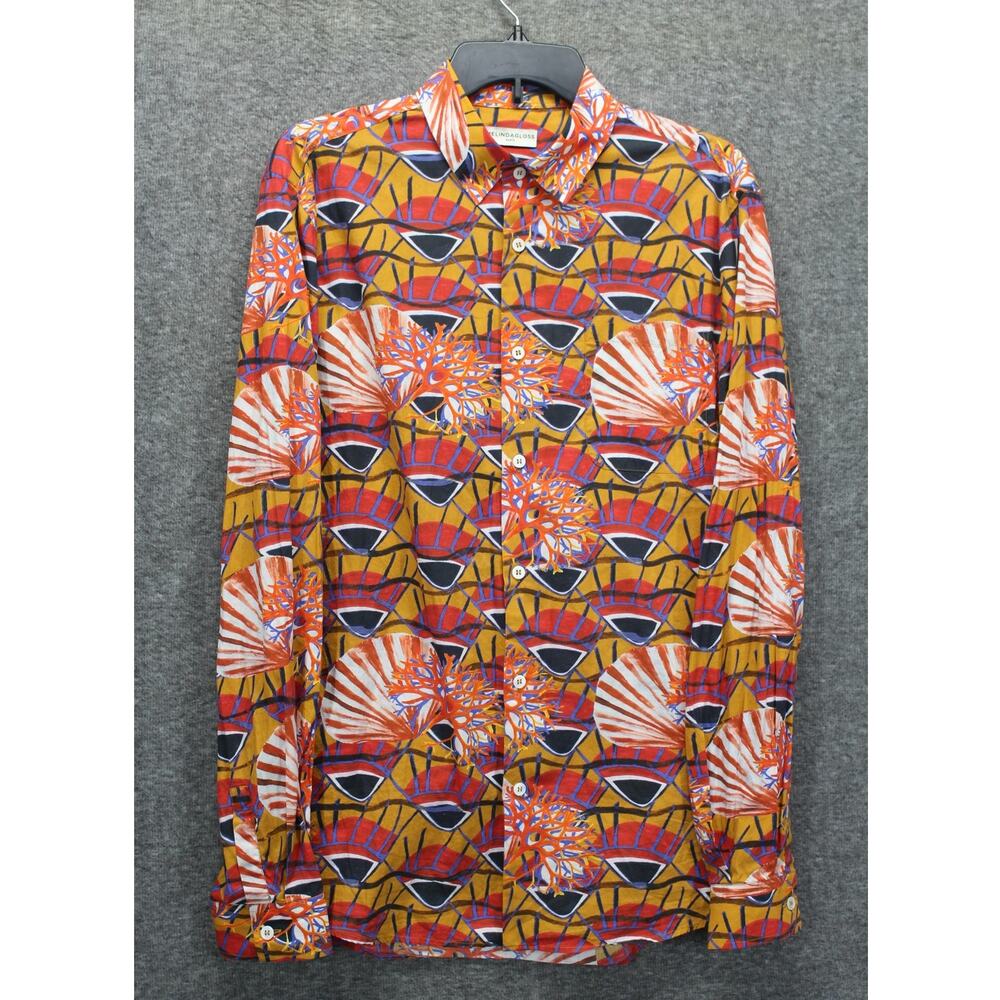 MELINDA GLOSS Paris Men Button Down Shirt Size 40 Printed Lightweight